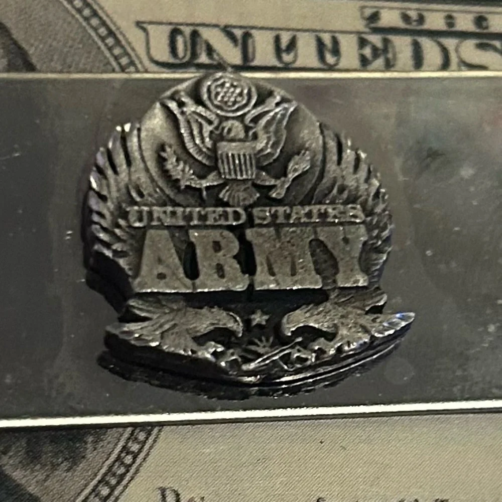 Siskiyou full cast metal U.S. Army emblem money clip silver new military vintage